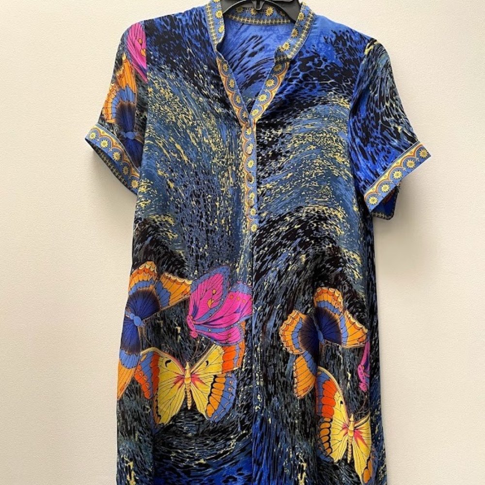 Queen Mulock Butterfly Print Button Down Dress